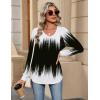 Zeagoo Womens Long Sleeve Tops V Neck Pleated Shirts Dressy Casual Blouses Fall Fashion Tunic Clothes 2026 T-Shirts(Black-white)