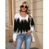 Zeagoo Womens Long Sleeve Tops V Neck Pleated Shirts Dressy Casual Blouses Fall Fashion Tunic Clothes 2026 T-Shirts(Black-white)