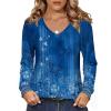 Zeagoo Womens Long Sleeve Tops V Neck Pleated Shirts Dressy Casual Blouses Fall Fashion Tunic Clothes 2026 T-Shirts(Blue Floral)
