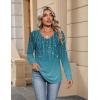 Zeagoo Womens Long Sleeve Tops V Neck Pleated Shirts Dressy Casual Blouses Fall Fashion Tunic Clothes 2026 T-Shirts(Blue-green)