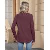 Zeagoo Womens Long Sleeve Tops V Neck Pleated Shirts Dressy Casual Blouses Fall Fashion Tunic Clothes 2026 T-Shirts(Deep Red)