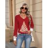 Zeagoo Womens Long Sleeve Tops V Neck Pleated Shirts Dressy Casual Blouses Fall Fashion Tunic Clothes 2026 T-Shirts(Floral Christmas 1)