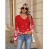Zeagoo Womens Long Sleeve Tops V Neck Pleated Shirts Dressy Casual Blouses Fall Fashion Tunic Clothes 2026 T-Shirts(Floral Christmas 3)