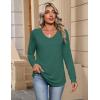 Zeagoo Womens Long Sleeve Tops V Neck Pleated Shirts Dressy Casual Blouses Fall Fashion Tunic Clothes 2026 T-Shirts(Green)