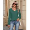 Zeagoo Womens Long Sleeve Tops V Neck Pleated Shirts Dressy Casual Blouses Fall Fashion Tunic Clothes 2026 T-Shirts(Green)