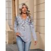 Zeagoo Womens Long Sleeve Tops V Neck Pleated Shirts Dressy Casual Blouses Fall Fashion Tunic Clothes 2026 T-Shirts(Grey-1)