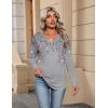 Zeagoo Womens Long Sleeve Tops V Neck Pleated Shirts Dressy Casual Blouses Fall Fashion Tunic Clothes 2026 T-Shirts(Grey-2)