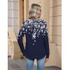 Zeagoo Womens Long Sleeve Tops V Neck Pleated Shirts Dressy Casual Blouses Fall Fashion Tunic Clothes 2026 T-Shirts(Navy Floral)