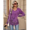 Zeagoo Womens Long Sleeve Tops V Neck Pleated Shirts Dressy Casual Blouses Fall Fashion Tunic Clothes 2026 T-Shirts(Purple Floral 1)