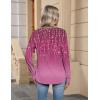 Zeagoo Womens Long Sleeve Tops V Neck Pleated Shirts Dressy Casual Blouses Fall Fashion Tunic Clothes 2026 T-Shirts(Purple Floral 2)