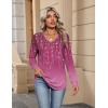 Zeagoo Womens Long Sleeve Tops V Neck Pleated Shirts Dressy Casual Blouses Fall Fashion Tunic Clothes 2026 T-Shirts(Purple Floral 2)