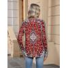 Zeagoo Womens Long Sleeve Tops V Neck Pleated Shirts Dressy Casual Blouses Fall Fashion Tunic Clothes 2026 T-Shirts(Red Floral)