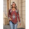 Zeagoo Womens Long Sleeve Tops V Neck Pleated Shirts Dressy Casual Blouses Fall Fashion Tunic Clothes 2026 T-Shirts(Red Floral)