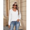 Zeagoo Womens Long Sleeve Tops V Neck Pleated Shirts Dressy Casual Blouses Fall Fashion Tunic Clothes 2026 T-Shirts(White)