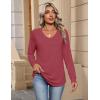 Zeagoo Womens Long Sleeve Tops V Neck Pleated Shirts Dressy Casual Blouses Fall Fashion Tunic Clothes 2026 T-Shirts(Wine Red)