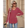 Zeagoo Womens Long Sleeve Tops V Neck Pleated Shirts Dressy Casual Blouses Fall Fashion Tunic Clothes 2026 T-Shirts(Wine Red)