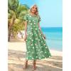 Zeagoo Womens Maxi Dresses Summer Bohemian Floral Short Sleeve Long Dress Casual Flowy Tired Beach Sundress(01-bf49)