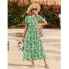 Zeagoo Womens Maxi Dresses Summer Bohemian Floral Short Sleeve Long Dress Casual Flowy Tired Beach Sundress(01-bf49)