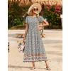 Zeagoo Womens Maxi Dresses Summer Bohemian Floral Short Sleeve Long Dress Casual Flowy Tired Beach Sundress(02-mz914)