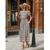 Zeagoo Womens Maxi Dresses Summer Bohemian Floral Short Sleeve Long Dress Casual Flowy Tired Beach Sundress(02-mz914)