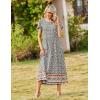 Zeagoo Womens Maxi Dresses Summer Bohemian Floral Short Sleeve Long Dress Casual Flowy Tired Beach Sundress(02-mz914)