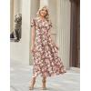 Zeagoo Womens Maxi Dresses Summer Bohemian Floral Short Sleeve Long Dress Casual Flowy Tired Beach Sundress(03-wf87)