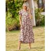 Zeagoo Womens Maxi Dresses Summer Bohemian Floral Short Sleeve Long Dress Casual Flowy Tired Beach Sundress(03-wf87)