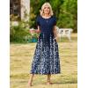 Zeagoo Womens Maxi Dresses Summer Bohemian Floral Short Sleeve Long Dress Casual Flowy Tired Beach Sundress(04-navy Blue Flower)