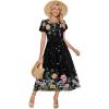 Zeagoo Womens Maxi Dresses Summer Bohemian Floral Short Sleeve Long Dress Casual Flowy Tired Beach Sundress(05-wf120)
