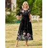 Zeagoo Womens Maxi Dresses Summer Bohemian Floral Short Sleeve Long Dress Casual Flowy Tired Beach Sundress(05-wf120)