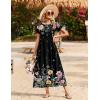 Zeagoo Womens Maxi Dresses Summer Bohemian Floral Short Sleeve Long Dress Casual Flowy Tired Beach Sundress(05-wf120)