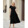 Zeagoo Womens Maxi Dresses Summer Bohemian Floral Short Sleeve Long Dress Casual Flowy Tired Beach Sundress(Black)