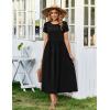 Zeagoo Womens Maxi Dresses Summer Bohemian Floral Short Sleeve Long Dress Casual Flowy Tired Beach Sundress(Black)