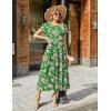 Zeagoo Womens Maxi Dresses Summer Bohemian Floral Short Sleeve Long Dress Casual Flowy Tired Beach Sundress(Dh594)