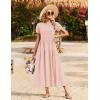 Zeagoo Womens Maxi Dresses Summer Bohemian Floral Short Sleeve Long Dress Casual Flowy Tired Beach Sundress(Jh1)