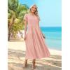 Zeagoo Womens Maxi Dresses Summer Bohemian Floral Short Sleeve Long Dress Casual Flowy Tired Beach Sundress(Jh1)