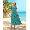Zeagoo Womens Maxi Dresses Summer Bohemian Floral Short Sleeve Long Dress Casual Flowy Tired Beach Sundress(Mz911)