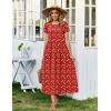 Zeagoo Womens Maxi Dresses Summer Bohemian Floral Short Sleeve Long Dress Casual Flowy Tired Beach Sundress(Red Floral)