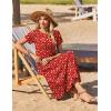 Zeagoo Womens Maxi Dresses Summer Bohemian Floral Short Sleeve Long Dress Casual Flowy Tired Beach Sundress(Red Floral)