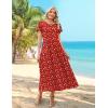 Zeagoo Womens Maxi Dresses Summer Bohemian Floral Short Sleeve Long Dress Casual Flowy Tired Beach Sundress(Red Floral)