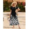 Zeagoo Womens Maxi Dresses Summer Bohemian Floral Short Sleeve Long Dress Casual Flowy Tired Beach Sundress(Sf100)