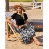Zeagoo Womens Maxi Dresses Summer Bohemian Floral Short Sleeve Long Dress Casual Flowy Tired Beach Sundress(Sf100)