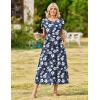 Zeagoo Womens Maxi Dresses Summer Bohemian Floral Short Sleeve Long Dress Casual Flowy Tired Beach Sundress(Sf157)