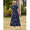 Zeagoo Womens Maxi Dresses Summer Bohemian Floral Short Sleeve Long Dress Casual Flowy Tired Beach Sundress(Sf180)