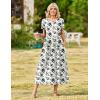 Zeagoo Womens Maxi Dresses Summer Bohemian Floral Short Sleeve Long Dress Casual Flowy Tired Beach Sundress(Sf196)