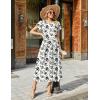 Zeagoo Womens Maxi Dresses Summer Bohemian Floral Short Sleeve Long Dress Casual Flowy Tired Beach Sundress(Sf196)