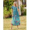 Zeagoo Womens Maxi Dresses Summer Bohemian Floral Short Sleeve Long Dress Casual Flowy Tired Beach Sundress(Wf115)