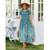 Zeagoo Womens Maxi Dresses Summer Bohemian Floral Short Sleeve Long Dress Casual Flowy Tired Beach Sundress(Wf115)