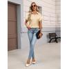 Zeagoo Womens Satin Blouse Short Sleeve Silk Tops Button Down Shirts Business Casual Outfits(Khaki)