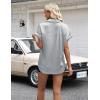 Zeagoo Womens Satin Blouse Short Sleeve Silk Tops Button Down Shirts Business Casual Outfits(Silver Grey)